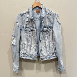 American Eagle Destroyed Denim Jean Jacket - Size: Small